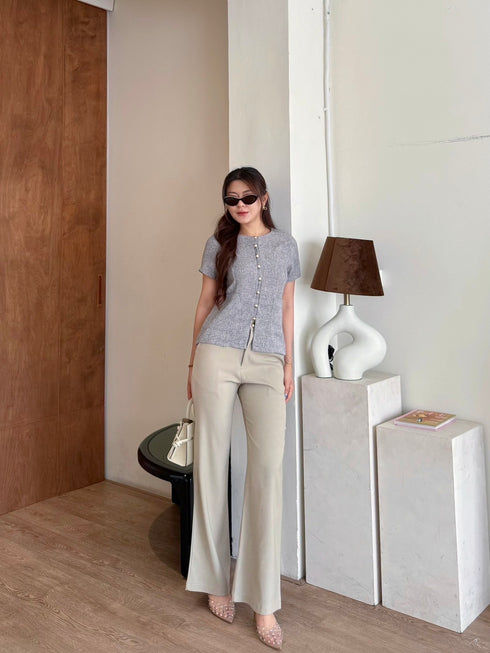 Women Elegant Tweed Tops With Pants Sets